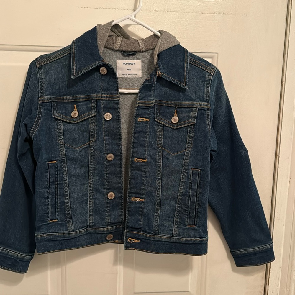 Old Navy size medium, gray, hooded, jean jacket
